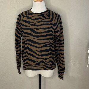 688 - Lou & Grey NWT Zebra Pattern Crewneck Sweater, Size XS